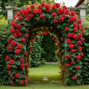 Роза плетистая Алый Триумф купить по цене от 319р. в интернет-магазине «Посадика» с доставкой почтой в в Билибиное и по всей России – [изображение №1].